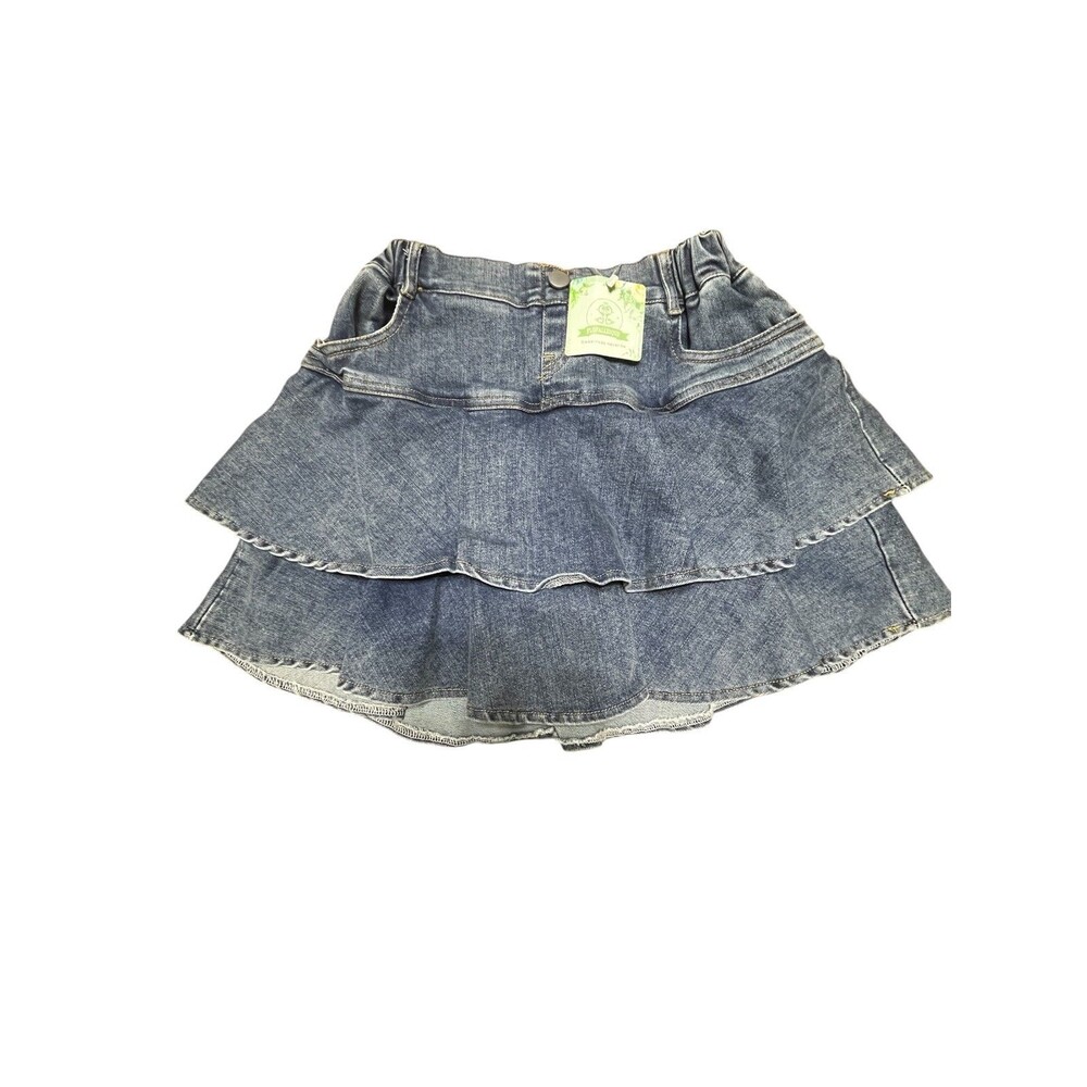 Flofallzique Girls Tiered Ruffle Denim Scort Size 12 Fairycore Summer Beachcore